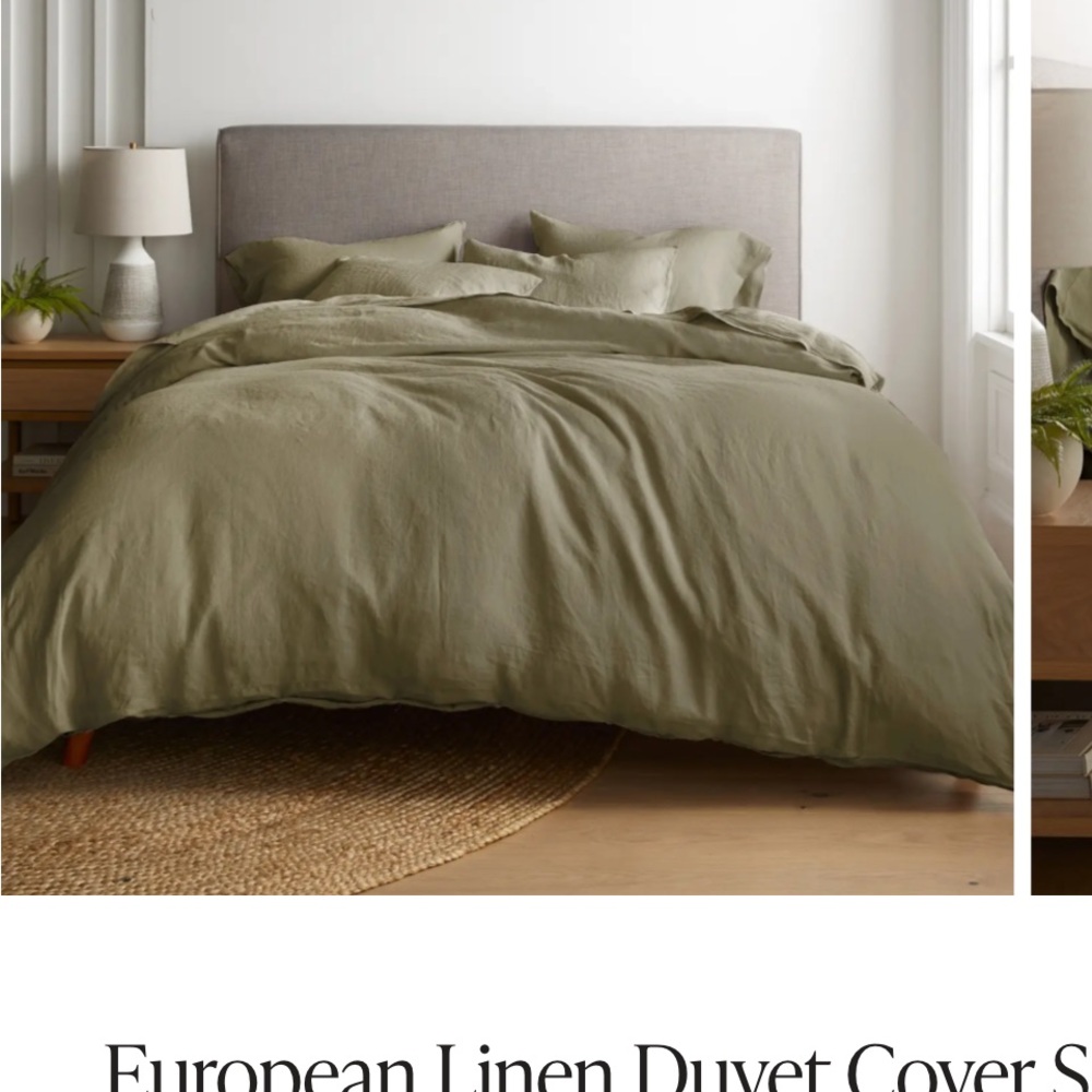QUINCE European Linen Duvet Cover Set Full/Queen Aloe 4440